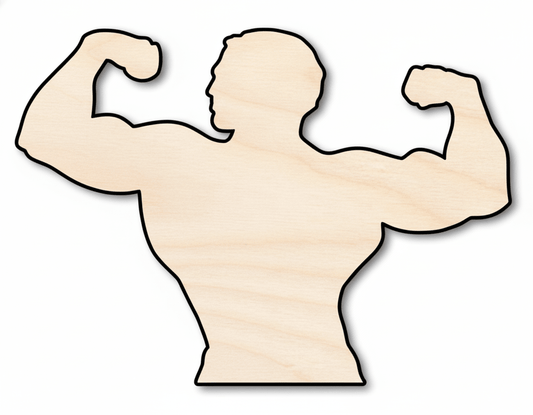 Wood Muscle Man Shape DIY Craft Cutout Blank Door Hanger Wooden Cutout Cut Outs - Unfinished - NameSigns.com