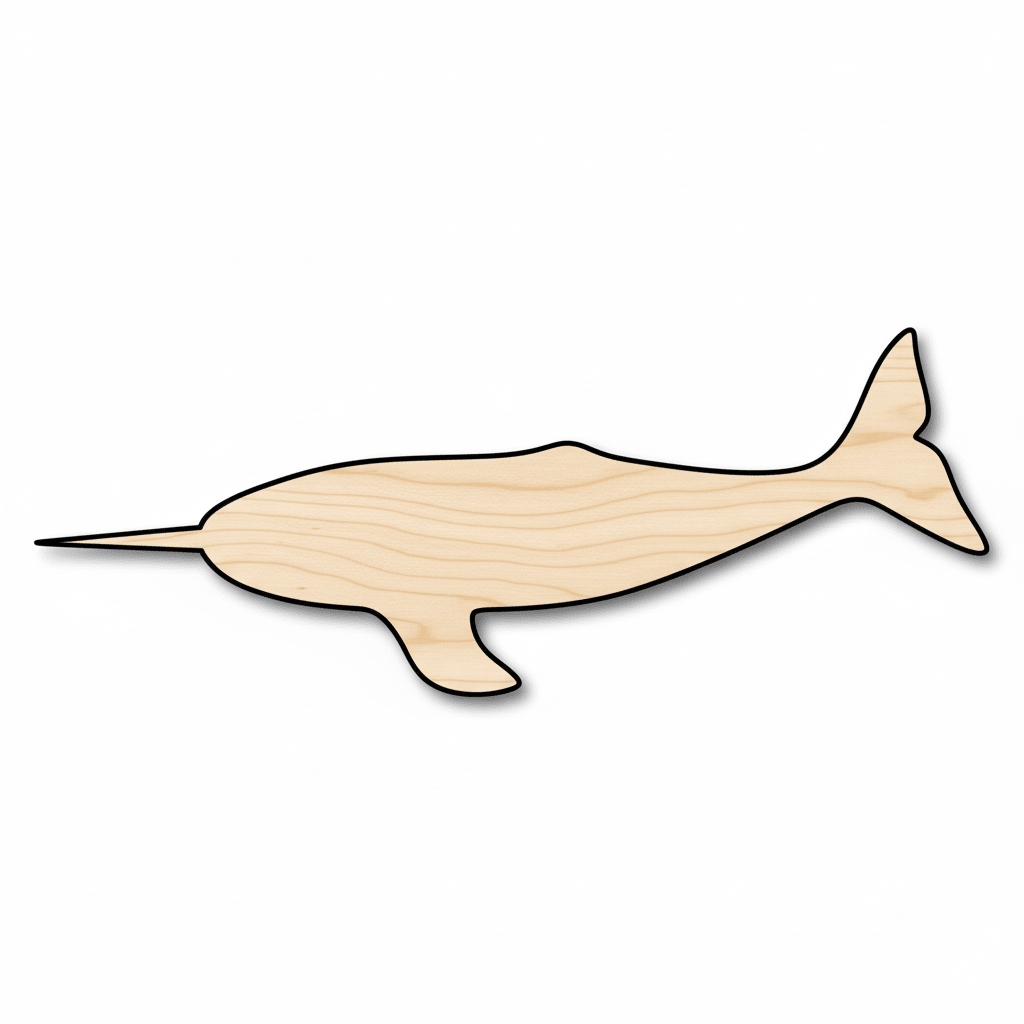 Wood Narwhal – Baltic Birch Wood Craft Shapes | DIY Wooden Decor Blank Door Hanger Wooden Cutout Cut Outs - Unfinished - NameSigns.com