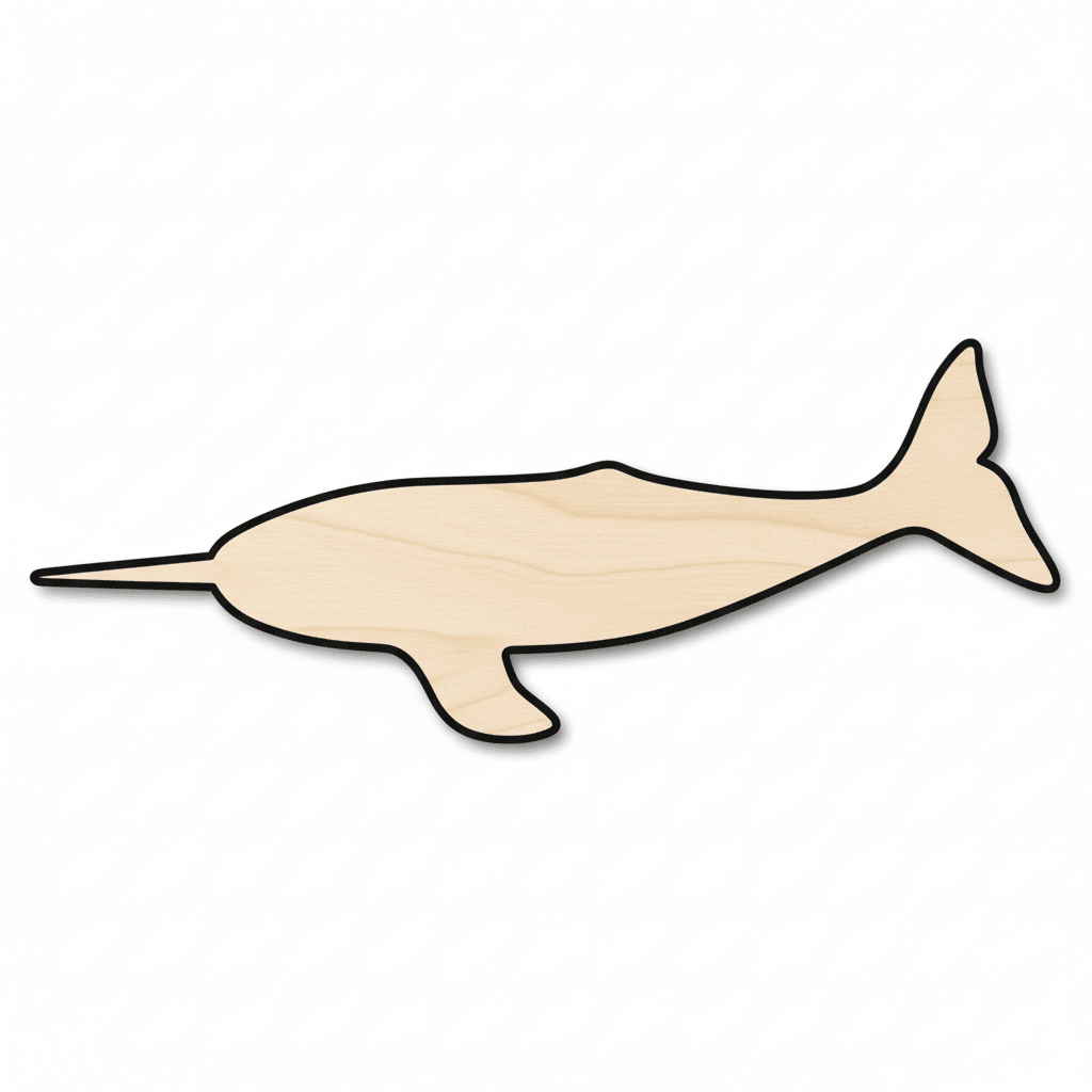Wood Narwhal - DIY Wooden Cutouts | Baltic Birch Plywood Decor Blank Door Hanger Wooden Cutout Cut Outs - Unfinished - NameSigns.com