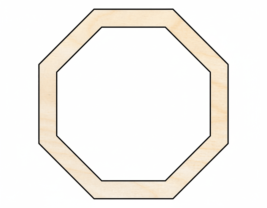Wood Octagon Outline Shape DIY Craft Cutout Blank Door Hanger Wooden Cutout Cut Outs - Unfinished - NameSigns.com