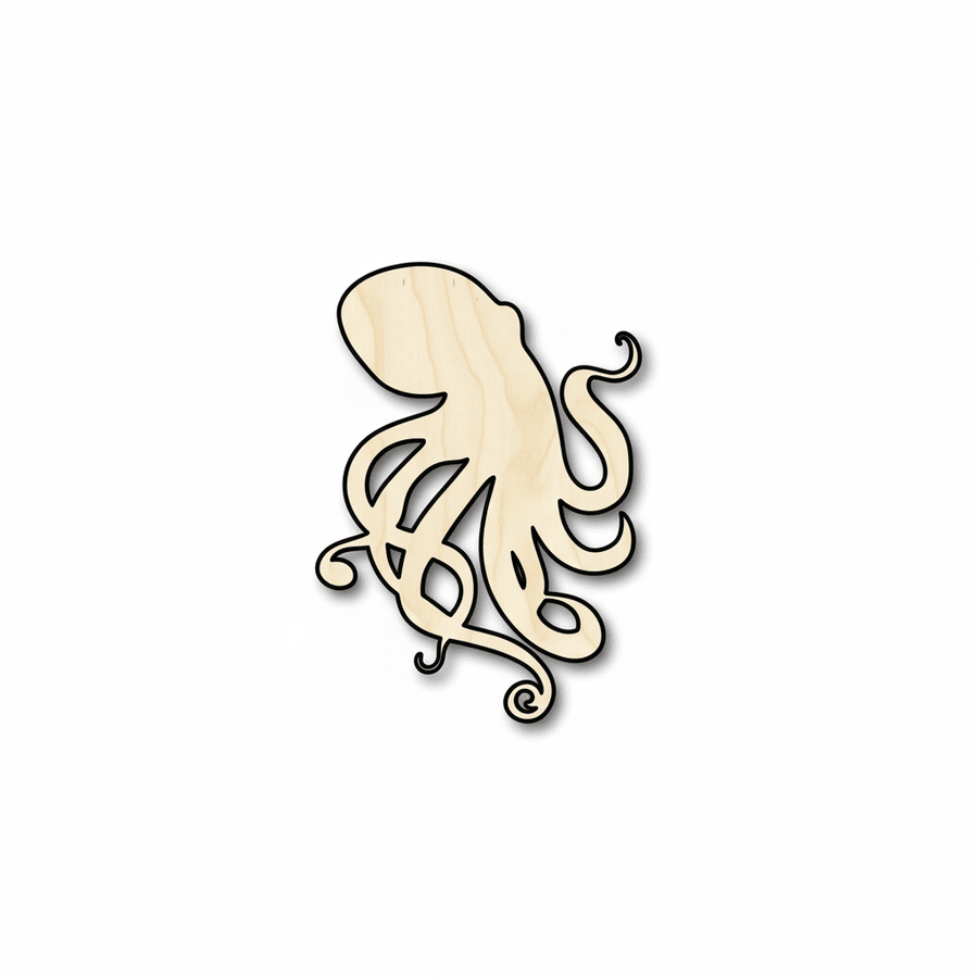 Wood Octopus | Baltic Birch Plywood DIY Wood Craft Shapes for Handmade Decor Blank Door Hanger Wooden Cutout Cut Outs - Unfinished - NameSigns.com