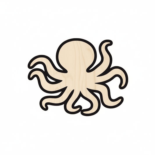 Wood Octopus – Baltic Birch Plywood Laser Cut Wood Craft Shapes Blank Door Hanger Wooden Cutout Cut Outs - Unfinished - NameSigns.com