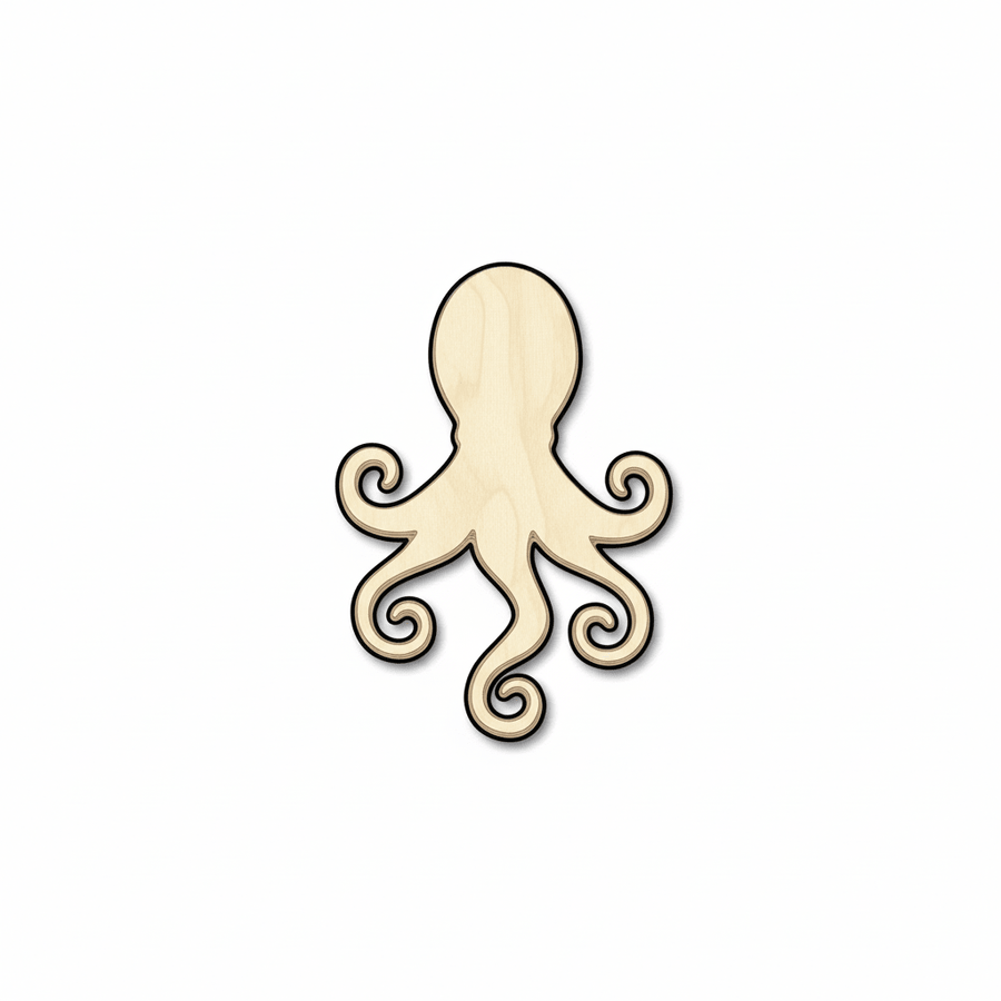 Wood Octopus - DIY Wood Silhouette | Natural Birch Plywood Art 46" Blank Door Hanger Wooden Cutout Cut Outs - Unfinished - NameSigns.com