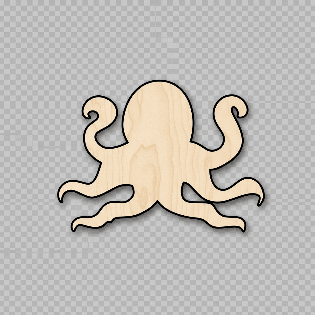 Wood Octopus - Natural Wood Shapes & DIY Wooden Cutouts Up to 46" Blank Door Hanger Wooden Cutout Cut Outs - Unfinished - NameSigns.com