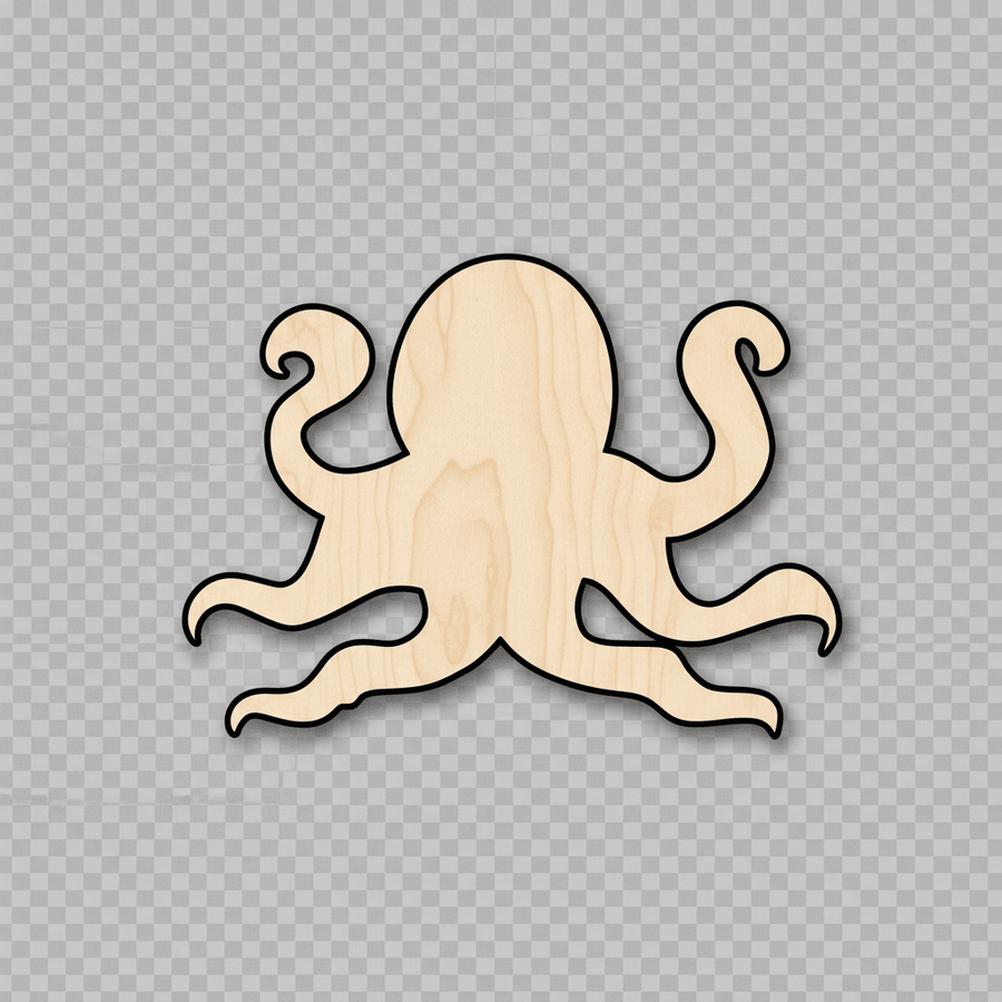 Wood Octopus - Natural Wood Shapes & DIY Wooden Cutouts Up to 46" Blank Door Hanger Wooden Cutout Cut Outs - Unfinished - NameSigns.com