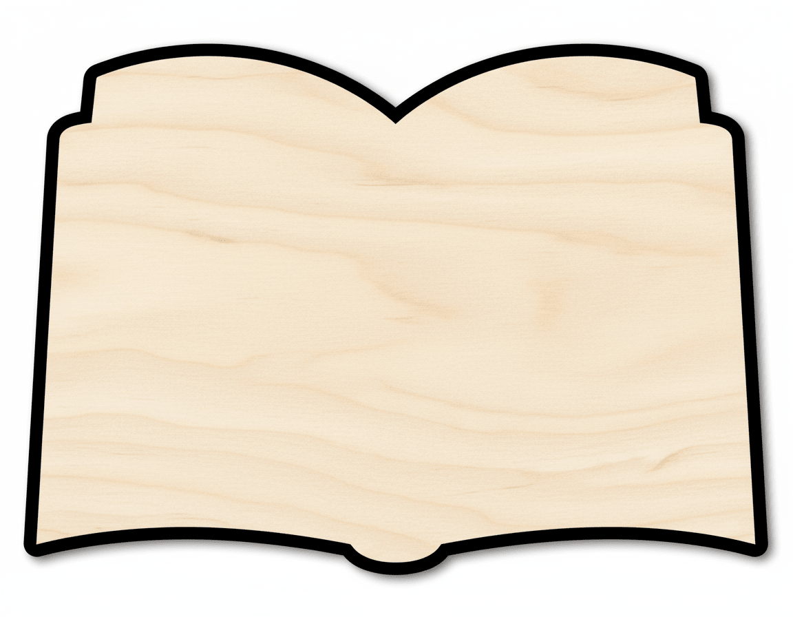 Wood Open Book Silhouette - Craft - Blank Door Hanger Wooden Cutout Cut Outs - Unfinished - NameSigns.com