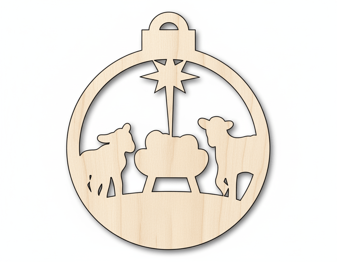 Wood Ornament – Baltic Birch Plywood Nativity Craft | Handmade Wood Decor Blank Door Hanger Wooden Cutout Cut Outs - Unfinished - NameSigns.com