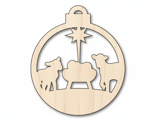 Wood Ornament – Baltic Birch Plywood Nativity Craft | Handmade Wood Decor Blank Door Hanger Wooden Cutout Cut Outs - Unfinished - NameSigns.com