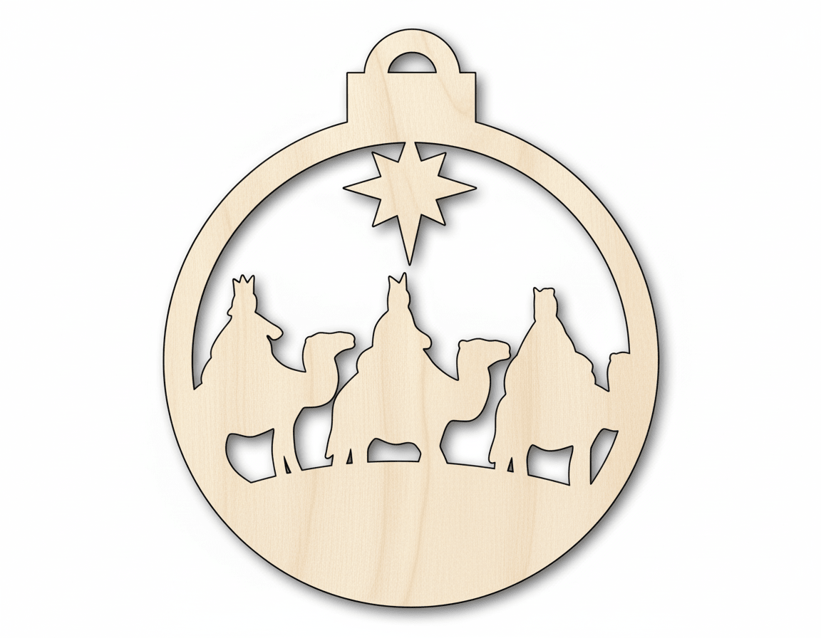 Wood Ornament – Baltic Birch Plywood Nativity Shape for DIY Christmas Craft Blank Door Hanger Wooden Cutout Cut Outs - Unfinished - NameSigns.com