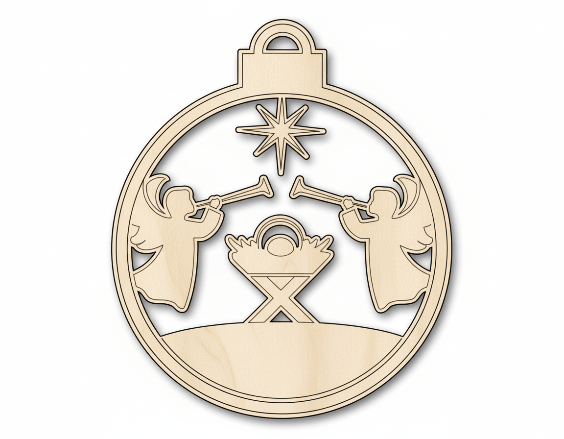 Wood Ornament – Bethlehem Nativity Shape | Baltic Birch Plywood Craft Blank Door Hanger Wooden Cutout Cut Outs - Unfinished - NameSigns.com