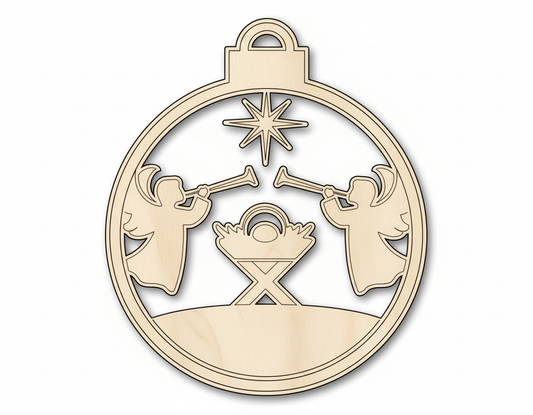 Wood Ornament – Bethlehem Nativity Shape | Baltic Birch Plywood Craft Blank Door Hanger Wooden Cutout Cut Outs - Unfinished - NameSigns.com