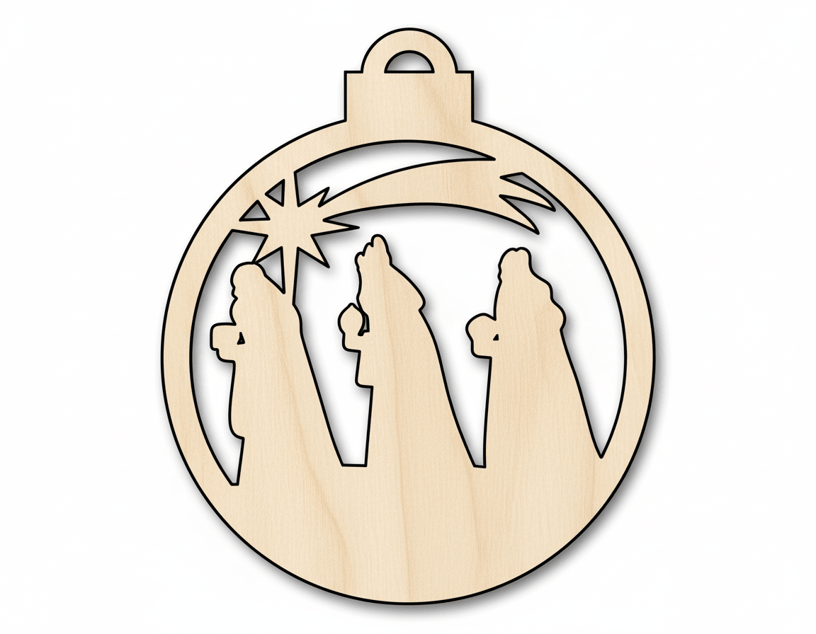 Wood Ornament | Bethlehem Nativity Shape – DIY Christmas Craft Kit Blank Door Hanger Wooden Cutout Cut Outs - Unfinished - NameSigns.com
