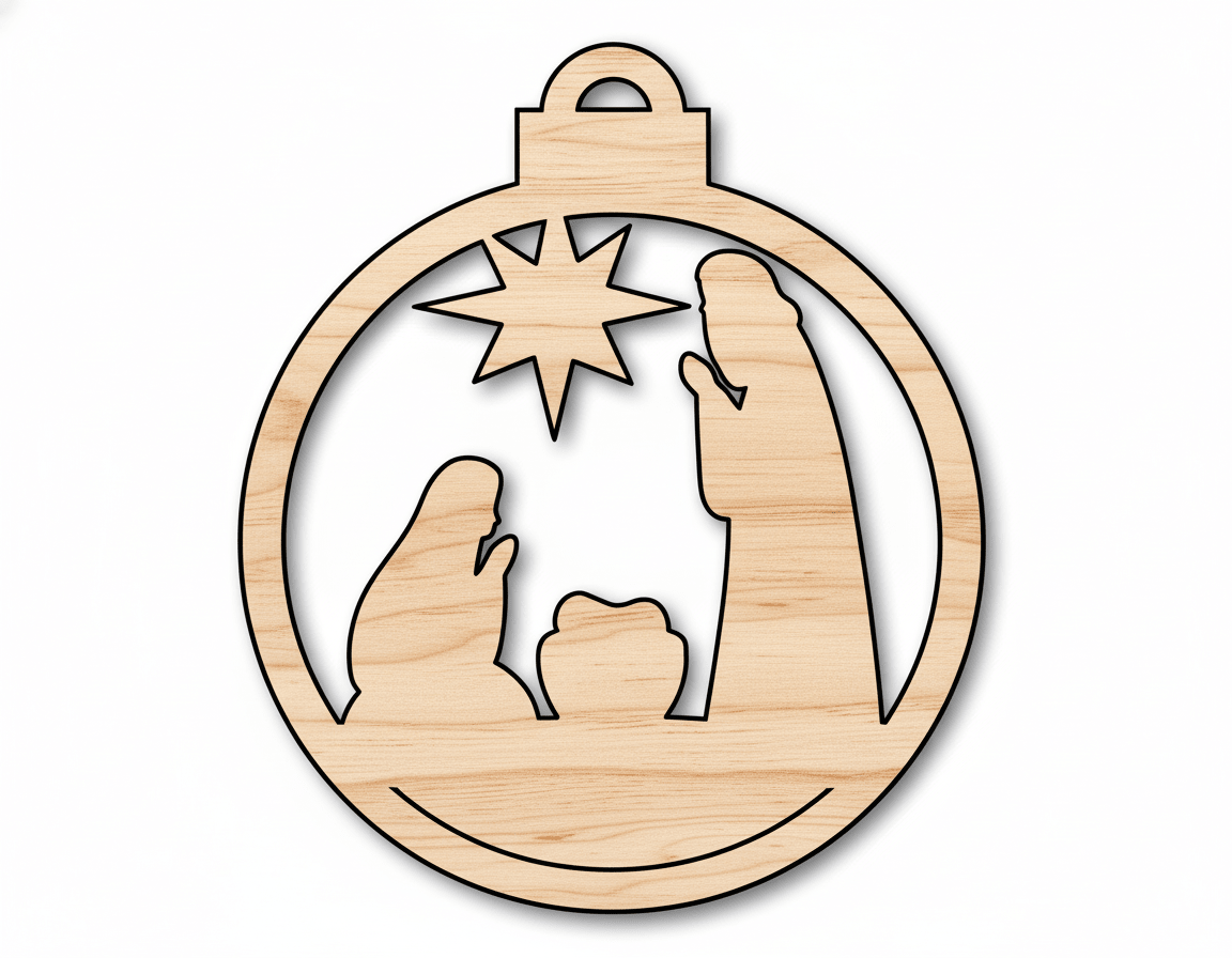 Wood Ornament - Bethlehem Nativity Shape | DIY Christmas Craft Supplies Blank Door Hanger Wooden Cutout Cut Outs - Unfinished - NameSigns.com
