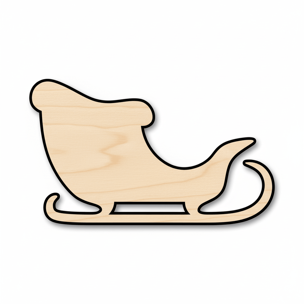 Wood Ornament - Santa Sleigh Decoration | Baltic Birch Plywood Craft Blank Door Hanger Wooden Cutout Cut Outs - Unfinished - NameSigns.com