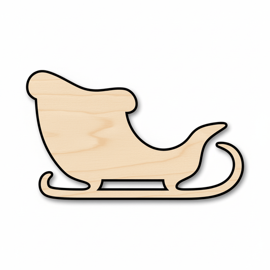 Wood Ornament - Santa Sleigh Decoration | Baltic Birch Plywood Craft Blank Door Hanger Wooden Cutout Cut Outs - Unfinished - NameSigns.com