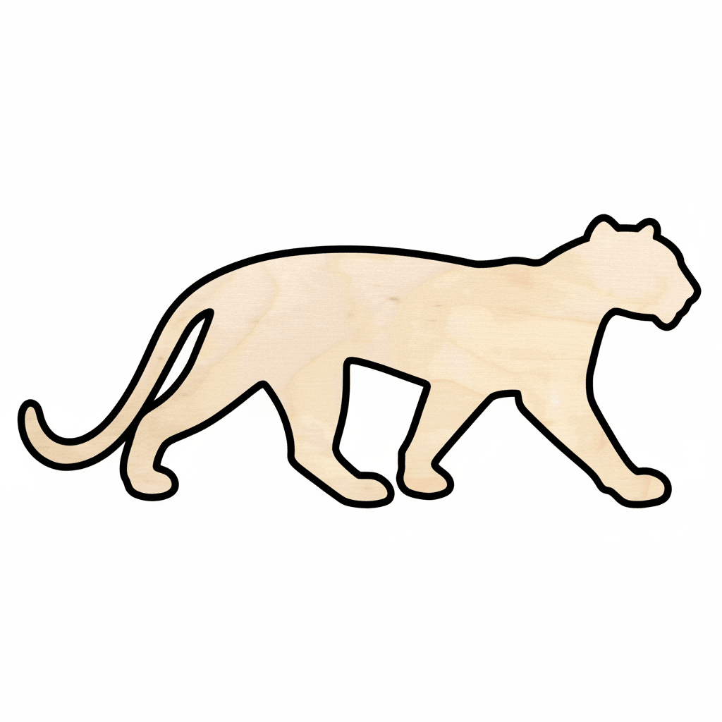 Wood Panther - DIY Wooden Panther Craft | Wildlife Silhouette Cutout Blank Door Hanger Wooden Cutout Cut Outs - Unfinished - NameSigns.com