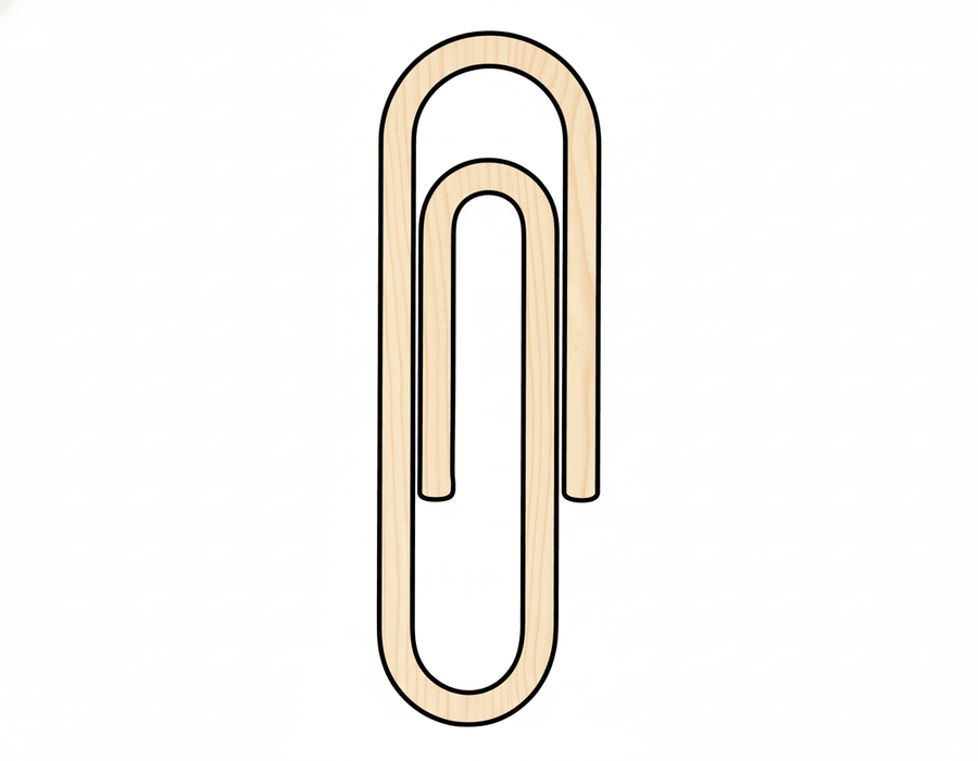 Wood Paper Clip Shape DIY Craft Cutout Blank Door Hanger Wooden Cutout Cut Outs - Unfinished - NameSigns.com