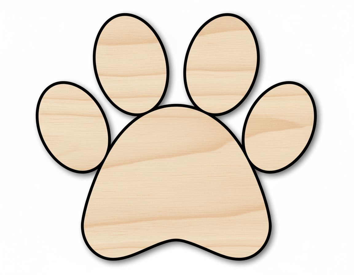 Wood Paw Print - Laser Cut Wood Craft Shapes Up To 46" Size Blank Door Hanger Wooden Cutout Cut Outs - Unfinished - NameSigns.com