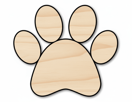 Wood Paw Print - Laser Cut Wood Craft Shapes Up To 46" Size Blank Door Hanger Wooden Cutout Cut Outs - Unfinished - NameSigns.com