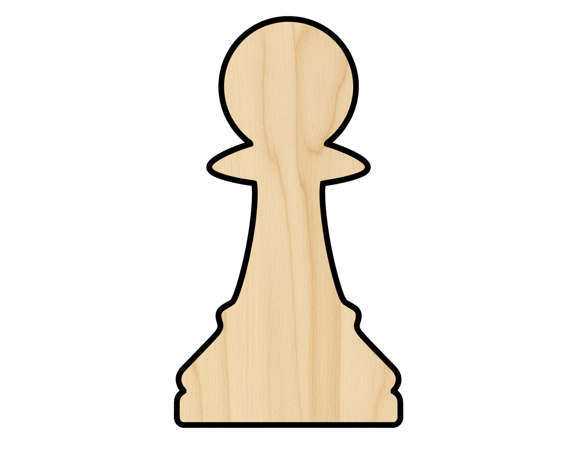Wood Pawn Chess Piece Shape DIY Craft Cutout Blank Door Hanger Wooden Cutout Cut Outs - Unfinished - NameSigns.com