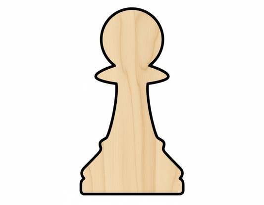 Wood Pawn Chess Piece Shape DIY Craft Cutout Blank Door Hanger Wooden Cutout Cut Outs - Unfinished - NameSigns.com