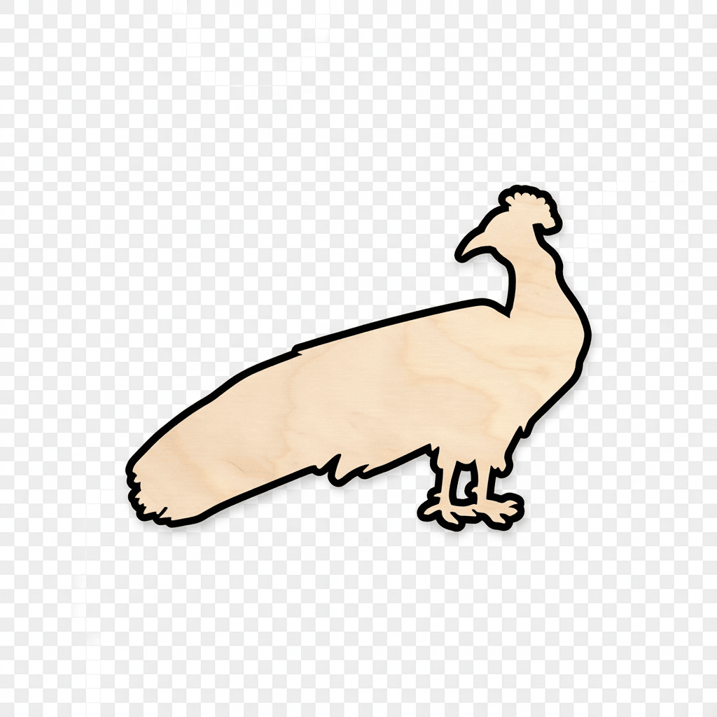 Wood Peacock | Wooden Animal Shapes for Natural Wood Crafts Blank Door Hanger Wooden Cutout Cut Outs - Unfinished - NameSigns.com