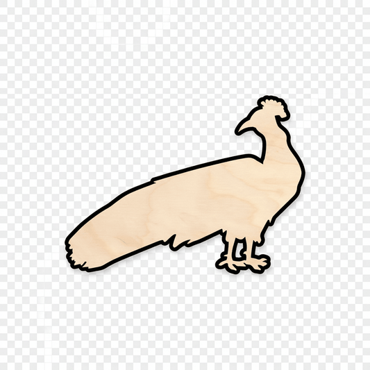 Wood Peacock | Wooden Animal Shapes for Natural Wood Crafts Blank Door Hanger Wooden Cutout Cut Outs - Unfinished - NameSigns.com
