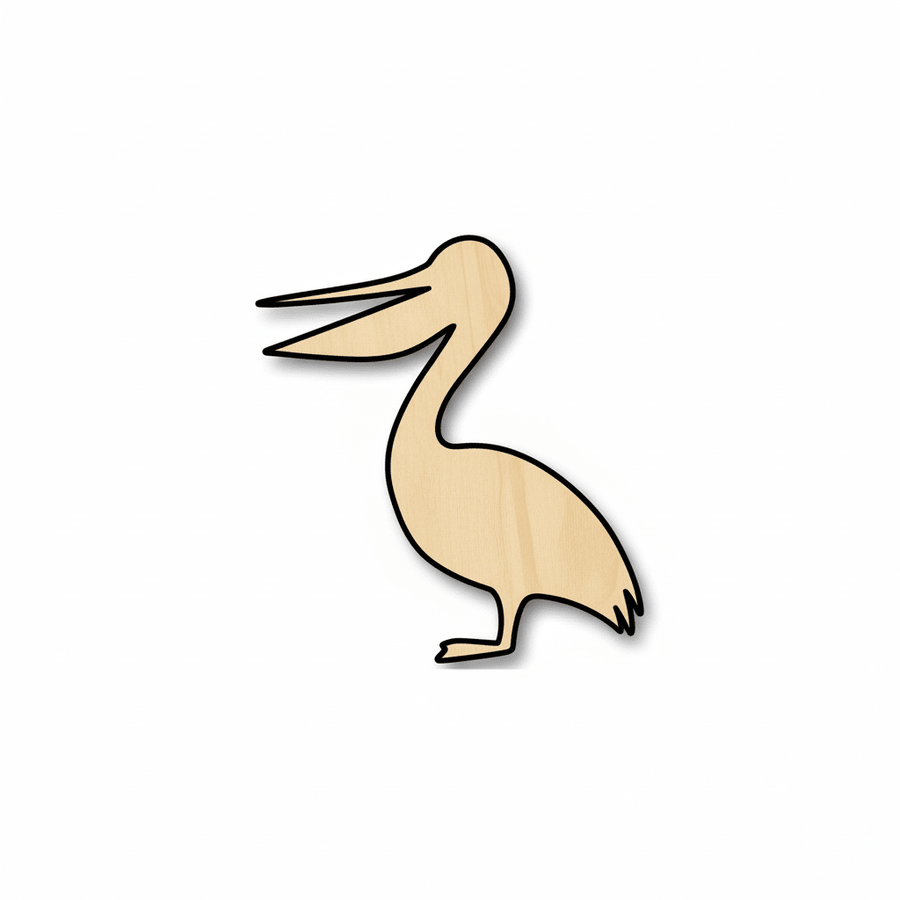 Wood Pelican - Natural Bird Cutout | DIY Wood Crafts Up to 46" Blank Door Hanger Wooden Cutout Cut Outs - Unfinished - NameSigns.com