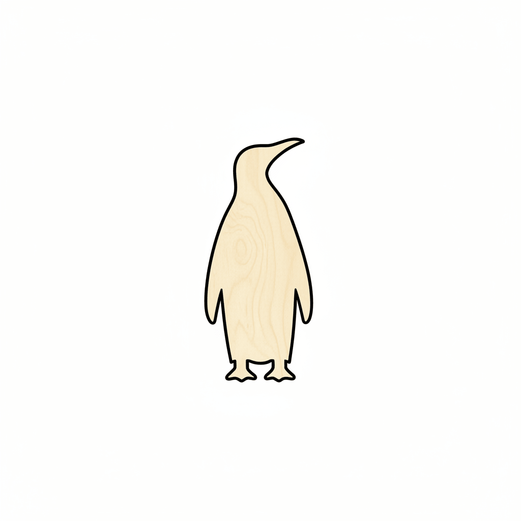 Wood Penguin - DIY Wooden Animals | Baltic Birch Plywood Crafts Blank Door Hanger Wooden Cutout Cut Outs - Unfinished - NameSigns.com