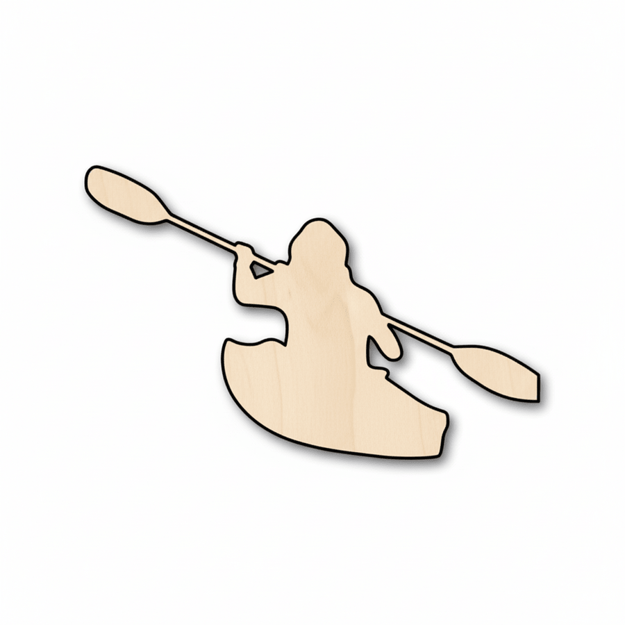 Wood Person Kayaking Shape - Craft - Blank Door Hanger Wooden Cutout Cut Outs - Unfinished - NameSigns.com