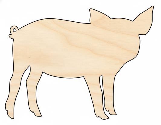 Wood Pig – Baltic Birch Plywood Animal Silhouette Craft Project Supplies Blank Door Hanger Wooden Cutout Cut Outs - Unfinished - NameSigns.com