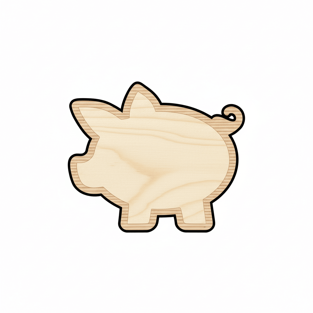 Wood Piggy Bank – DIY Wooden Craft Piglet Cutout for Nursery Decor Blank Door Hanger Wooden Cutout Cut Outs - Unfinished - NameSigns.com