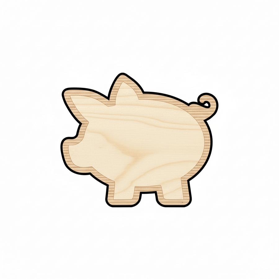 Wood Piggy Bank – DIY Wooden Craft Piglet Cutout for Nursery Decor Blank Door Hanger Wooden Cutout Cut Outs - Unfinished - NameSigns.com