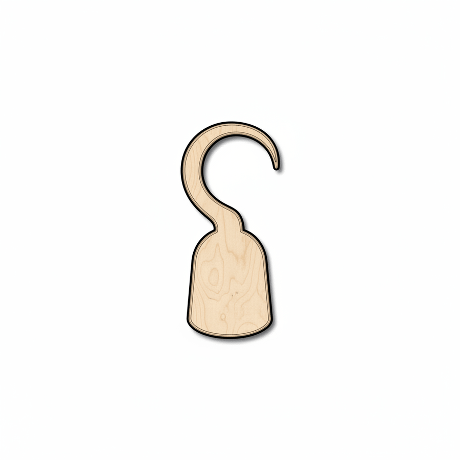 Wood Pirate Hook – Baltic Birch Plywood Craft Shape for DIY Decor Blank Door Hanger Wooden Cutout Cut Outs - Unfinished - NameSigns.com
