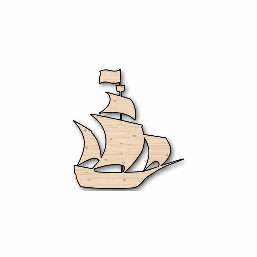Wood Pirate Ship – Baltic Birch Plywood Laser Cut Craft Project Supplies Blank Door Hanger Wooden Cutout Cut Outs - Unfinished - NameSigns.com