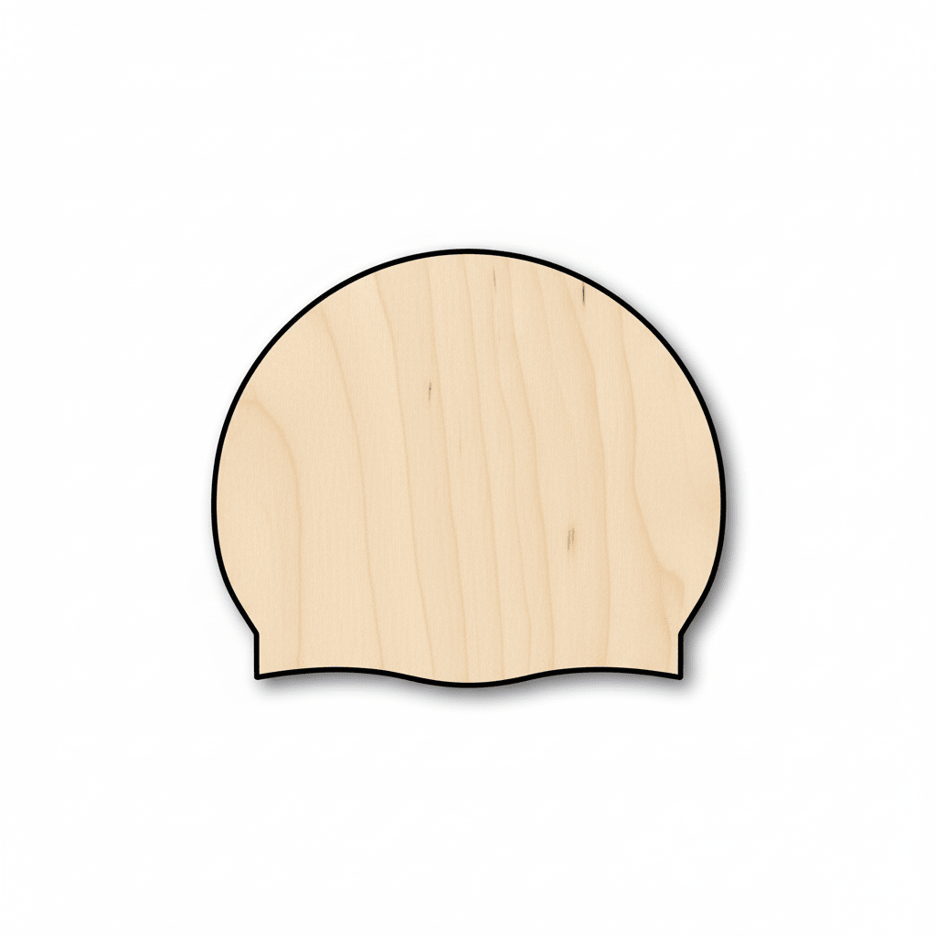 Wood Plain Swim Cap Shape - Craft - Blank Door Hanger Wooden Cutout Cut Outs - Unfinished - NameSigns.com