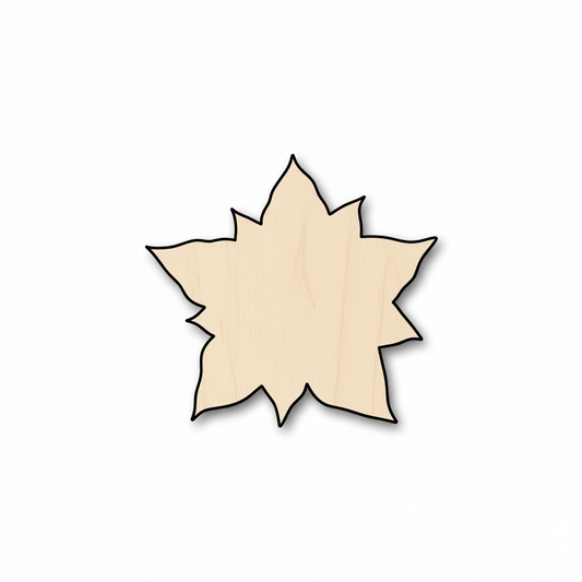 Wood Poinsettia | Baltic Birch Plywood Flower Cutout for Christmas Decor Blank Door Hanger Wooden Cutout Cut Outs - Unfinished - NameSigns.com