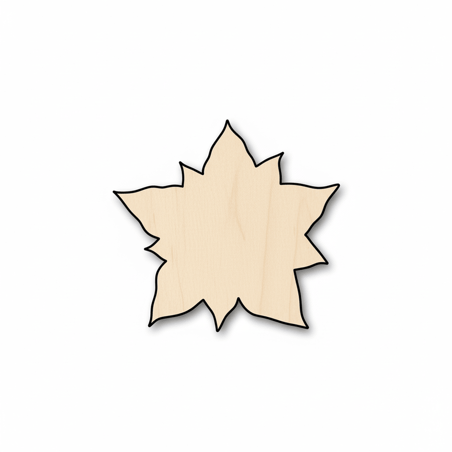 Wood Poinsettia | Baltic Birch Plywood Flower Cutout for Christmas Decor Blank Door Hanger Wooden Cutout Cut Outs - Unfinished - NameSigns.com