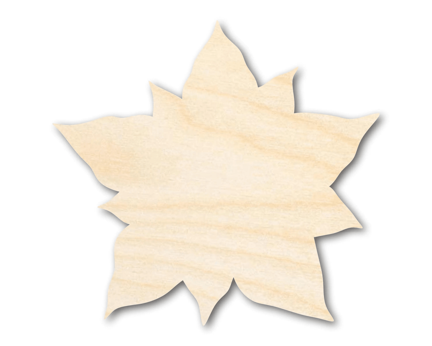 Wood Poinsettia | DIY Wooden Flower Cutout – Natural Wood Decor Blank Door Hanger Wooden Cutout Cut Outs - Unfinished - NameSigns.com