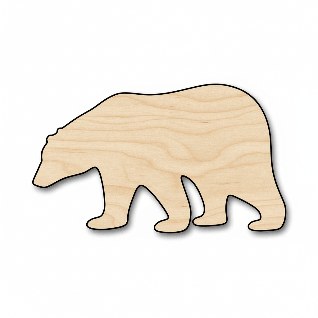 Wood Polar Bear Craft Kit – DIY Wooden Animals with Natural Birch Plywood Blank Door Hanger Wooden Cutout Cut Outs - Unfinished - NameSigns.com