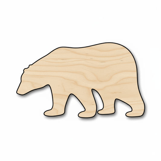 Wood Polar Bear Craft Kit – DIY Wooden Animals with Natural Birch Plywood Blank Door Hanger Wooden Cutout Cut Outs - Unfinished - NameSigns.com
