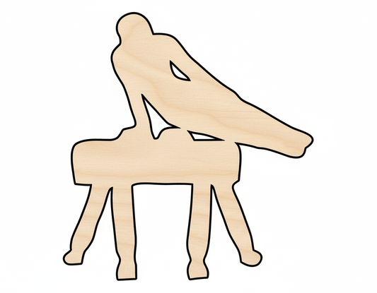 Wood Pommel Horse Shape DIY Craft Cutout Blank Door Hanger Wooden Cutout Cut Outs - Unfinished - NameSigns.com