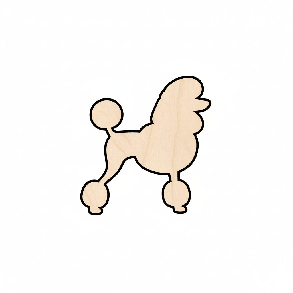 Wood Poodle - 46" Baltic Birch DIY Wooden Pet Shapes Cutout Blank Door Hanger Wooden Cutout Cut Outs - Unfinished - NameSigns.com