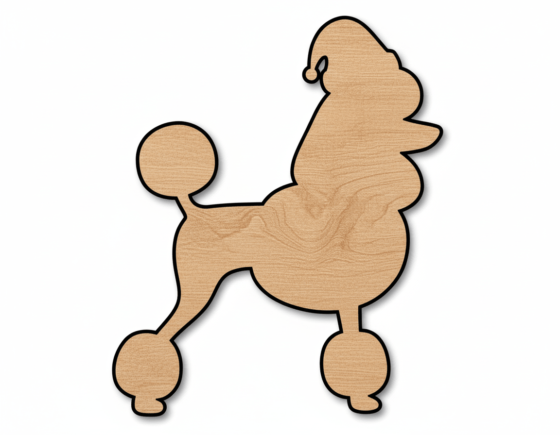 Wood Poodle Cutout – Baltic Birch Plywood DIY Craft Cutout With Santa Hat Decoration Blank Door Hanger Wooden Cutout Cut Outs - Unfinished - NameSigns.com