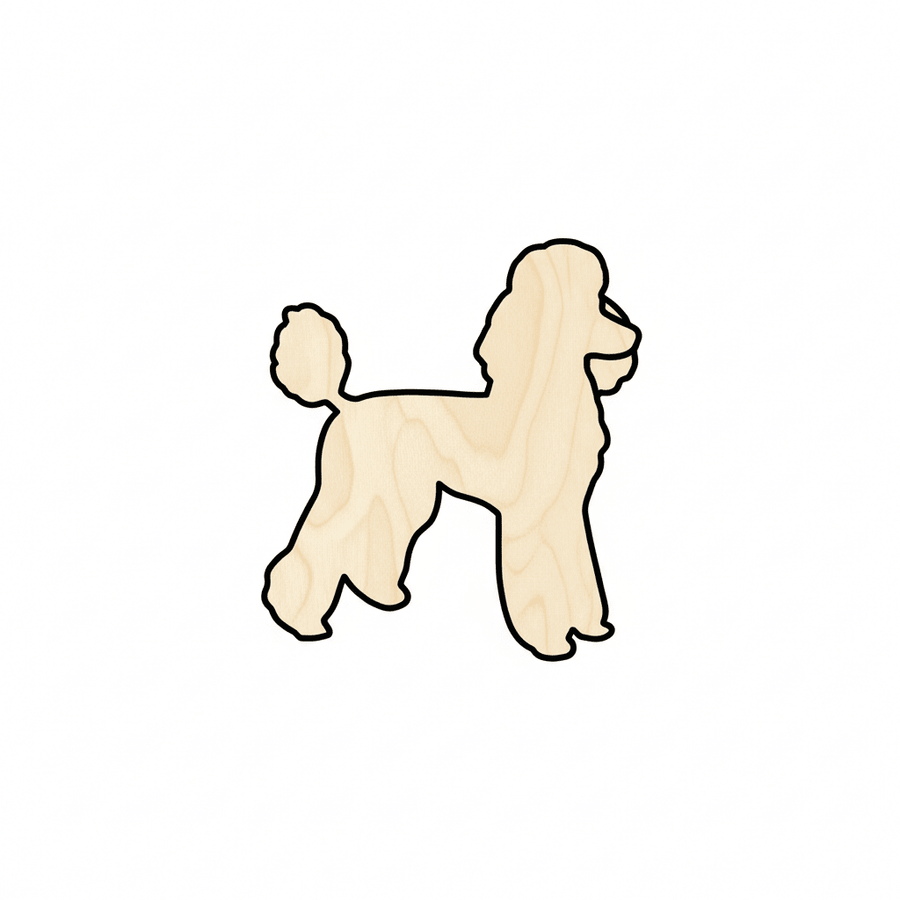 Wood Poodle Silhouette - DIY Birch Plywood Shape Up to 46" Blank Door Hanger Wooden Cutout Cut Outs - Unfinished - NameSigns.com
