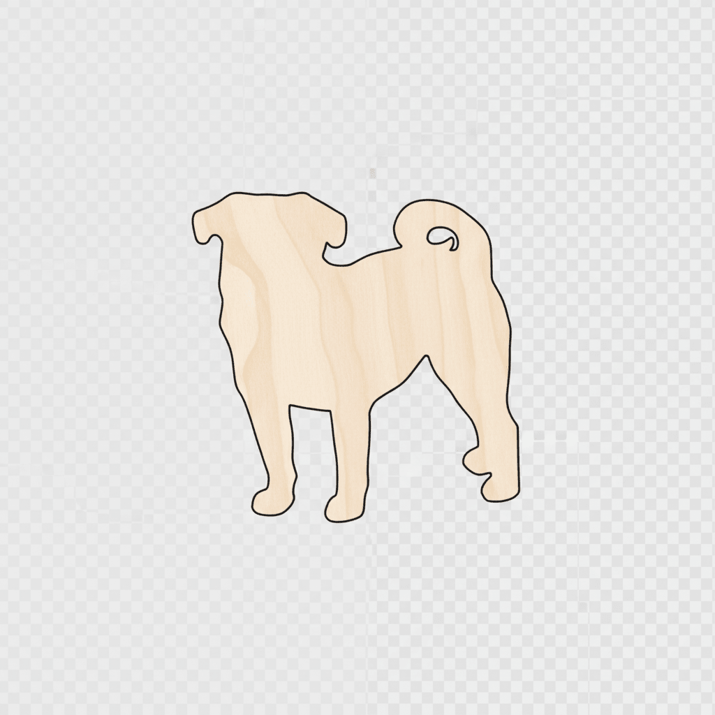 Unfinished Wood Shape Cut Out Unfinished Wood Pug Dog Shape - Craft ...