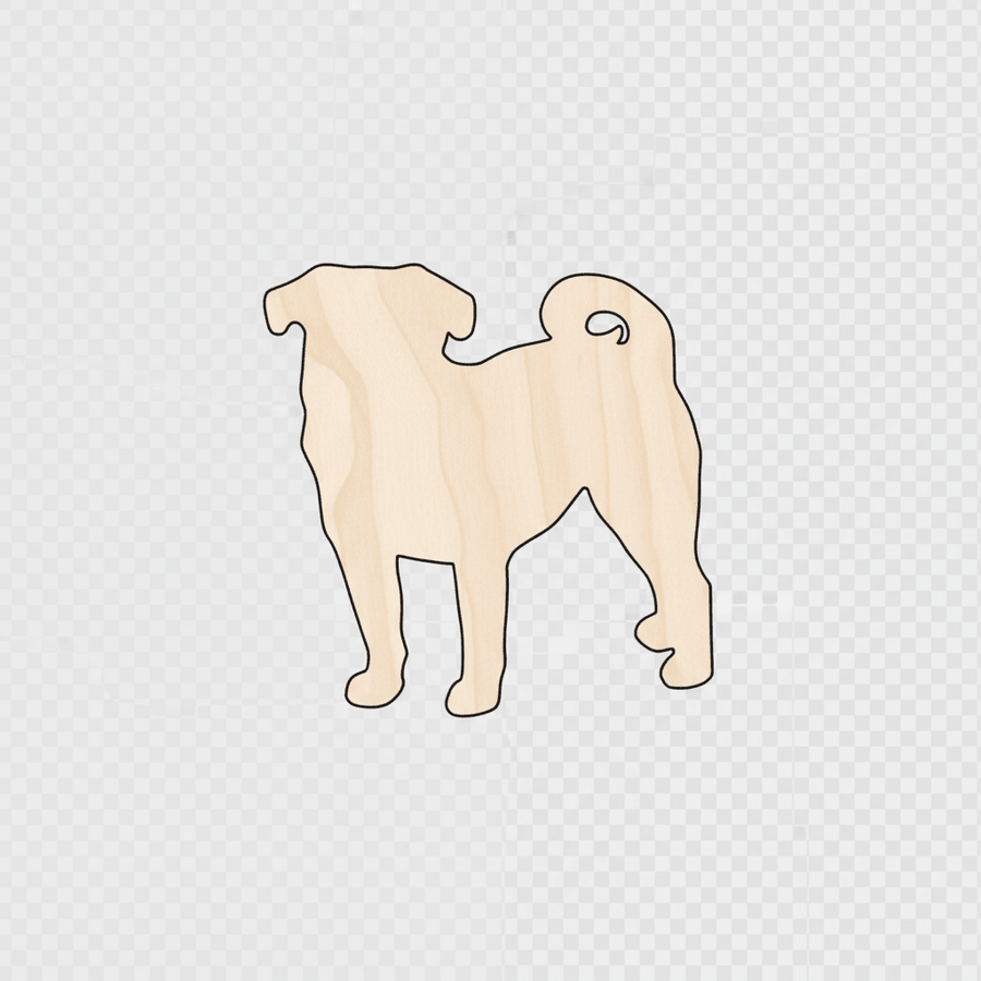 Wood Pug – Laser Cut Wood Craft Shapes for DIY Projects Blank Door Hanger Wooden Cutout Cut Outs - Unfinished - NameSigns.com