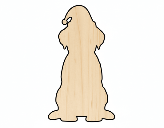 Wood Puppy – Baltic Birch Wood Craft Cutout With Santa Hat Shape Blank Door Hanger Wooden Cutout Cut Outs - Unfinished - NameSigns.com