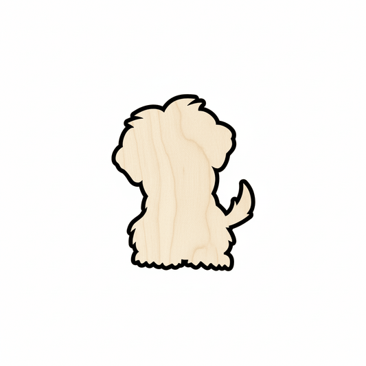 Wood Puppy Shape - Fluffy Dog Silhouette | DIY Wood Craft Shapes 46" Blank Door Hanger Wooden Cutout Cut Outs - Unfinished - NameSigns.com
