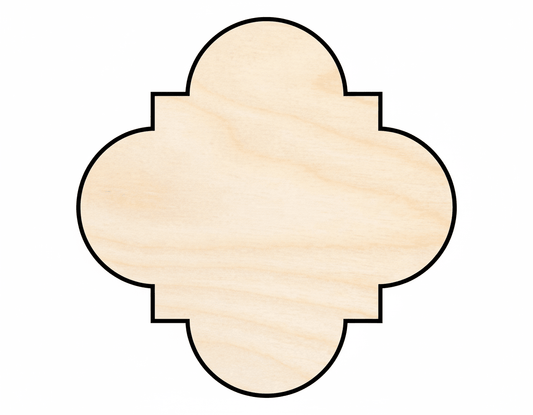 Wood Quatrefoil Shape - Craft - Blank Door Hanger Wooden Cutout Cut Outs - Unfinished - NameSigns.com